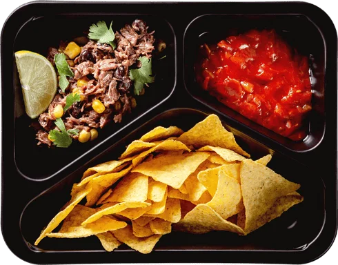 Tex Mex s trhaným hovězím masem a nachos